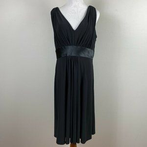 Jones Wear Dress 14 Black Empire A-Line Knee Length Pleat V-Neck Cocktail Party
